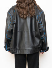 Load image into Gallery viewer, Vintage x CHEVROLET Black &amp; Blue Leather Bomber (S-L)