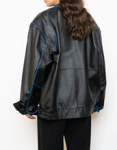 Load image into Gallery viewer, Vintage x CHEVROLET Black &amp; Blue Leather Bomber (S-L)