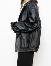 Load image into Gallery viewer, Vintage x CHEVROLET Black &amp; Blue Leather Bomber (S-L)