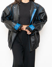 Load image into Gallery viewer, Vintage x CHEVROLET Black &amp; Blue Leather Bomber (S-L)