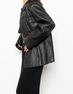 Vintage x LIZ CLAIBORNE Black Leather Jacket (S, M)