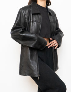 Vintage x LIZ CLAIBORNE Black Leather Jacket (S, M)
