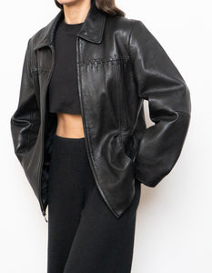 Vintage x LIZ CLAIBORNE Black Leather Jacket (S, M)