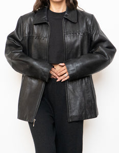 Vintage x LIZ CLAIBORNE Black Leather Jacket (S, M)