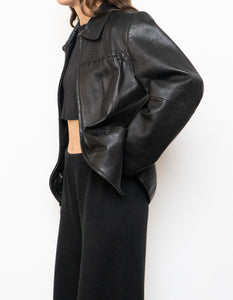 Vintage x LIZ CLAIBORNE Black Leather Jacket (S, M)