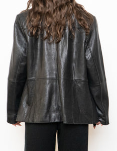 Vintage x LIZ CLAIBORNE Black Leather Jacket (S, M)