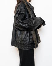 Load image into Gallery viewer, Vintage x BOUTIQUE OF LEATHERS Black &amp; Green Leather Bomber (S-L)