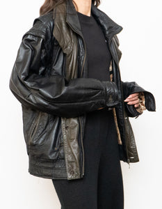 Vintage x BOUTIQUE OF LEATHERS Black & Green Leather Bomber (S-L)