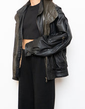 Load image into Gallery viewer, Vintage x BOUTIQUE OF LEATHERS Black &amp; Green Leather Bomber (S-L)