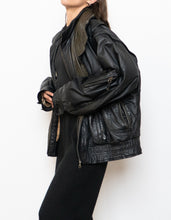 Load image into Gallery viewer, Vintage x BOUTIQUE OF LEATHERS Black &amp; Green Leather Bomber (S-L)