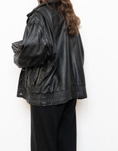 Load image into Gallery viewer, Vintage x BOUTIQUE OF LEATHERS Black &amp; Green Leather Bomber (S-L)