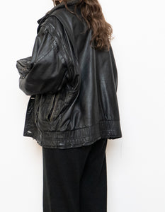 Vintage x BOUTIQUE OF LEATHERS Black & Green Leather Bomber (S-L)