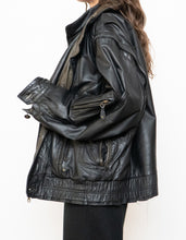 Load image into Gallery viewer, Vintage x BOUTIQUE OF LEATHERS Black &amp; Green Leather Bomber (S-L)