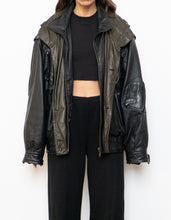 Load image into Gallery viewer, Vintage x BOUTIQUE OF LEATHERS Black &amp; Green Leather Bomber (S-L)