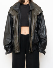 Load image into Gallery viewer, Vintage x BOUTIQUE OF LEATHERS Black &amp; Green Leather Bomber (S-L)