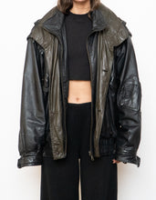 Load image into Gallery viewer, Vintage x BOUTIQUE OF LEATHERS Black &amp; Green Leather Bomber (S-L)