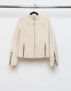 Vintage x Made in India x DANIER Cream Butter Leather Zipper Jacket (M, L)