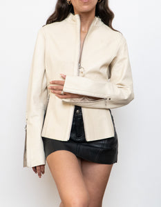 Vintage x Made in India x DANIER Cream Butter Leather Zipper Jacket (M, L)