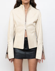 Vintage x Made in India x DANIER Cream Butter Leather Zipper Jacket (M, L)