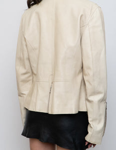 Vintage x Made in India x DANIER Cream Butter Leather Zipper Jacket (M, L)