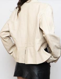 Vintage x Made in India x DANIER Cream Butter Leather Zipper Jacket (M, L)