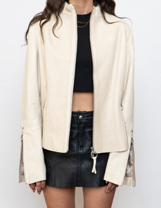 Vintage x Made in India x DANIER Cream Butter Leather Zipper Jacket (M, L)