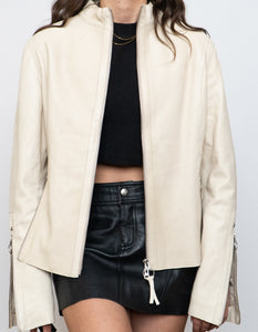 Vintage x Made in India x DANIER Cream Butter Leather Zipper Jacket (M, L)