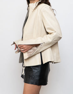 Vintage x Made in India x DANIER Cream Butter Leather Zipper Jacket (M, L)