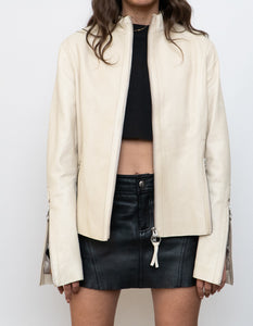 Vintage x Made in India x DANIER Cream Butter Leather Zipper Jacket (M, L)