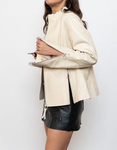 Vintage x Made in India x DANIER Cream Butter Leather Zipper Jacket (M, L)