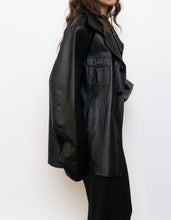 Load image into Gallery viewer, Vintage x Black Buttoned Oversized Leather Jacket (M-XL)