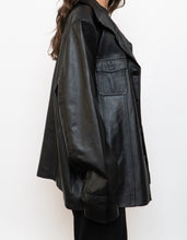 Load image into Gallery viewer, Vintage x Black Buttoned Oversized Leather Jacket (M-XL)