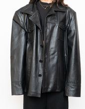 Load image into Gallery viewer, Vintage x Black Buttoned Oversized Leather Jacket (M-XL)