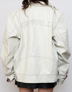 Vintage x SPRINGFIELD White Faded Faux Leather Biker Jacket (S-XL)