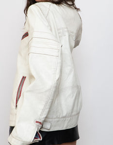 Vintage x SPRINGFIELD White Faded Faux Leather Biker Jacket (S-XL)