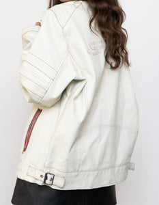 Vintage x SPRINGFIELD White Faded Faux Leather Biker Jacket (S-XL)