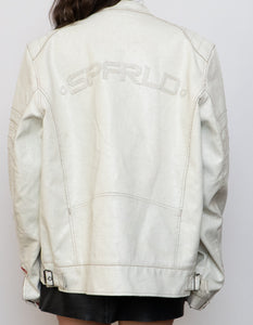 Vintage x SPRINGFIELD White Faded Faux Leather Biker Jacket (S-XL)