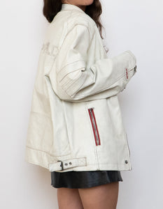 Vintage x SPRINGFIELD White Faded Faux Leather Biker Jacket (S-XL)