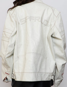 Vintage x SPRINGFIELD White Faded Faux Leather Biker Jacket (S-XL)