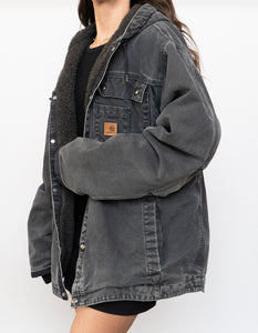 Vintage x CARHARTT Faded Black Canvas Fleece Jacket (M, L)
