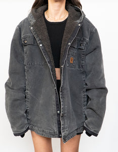 Vintage x CARHARTT Faded Black Canvas Fleece Jacket (M, L)