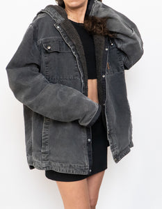 Vintage x CARHARTT Faded Black Canvas Fleece Jacket (M, L)