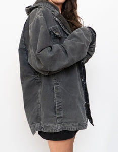Vintage x CARHARTT Faded Black Canvas Fleece Jacket (M, L)
