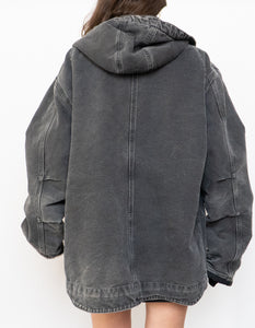 Vintage x CARHARTT Faded Black Canvas Fleece Jacket (M, L)