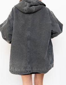 Vintage x CARHARTT Faded Black Canvas Fleece Jacket (M, L)
