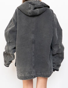 Vintage x CARHARTT Faded Black Canvas Fleece Jacket (M, L)
