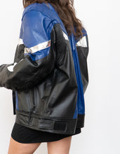 Load image into Gallery viewer, Vintage x Black, Blue, Silver Leather Legit Biker Jacket (L)