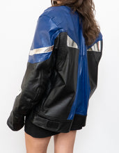 Load image into Gallery viewer, Vintage x Black, Blue, Silver Leather Legit Biker Jacket (L)
