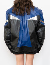 Load image into Gallery viewer, Vintage x Black, Blue, Silver Leather Legit Biker Jacket (L)