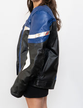 Load image into Gallery viewer, Vintage x Black, Blue, Silver Leather Legit Biker Jacket (L)